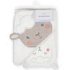 Koala Baby - Ensemble de 2 serviettes à capuche et mitaines pour bébé - Agneau gris et blanc