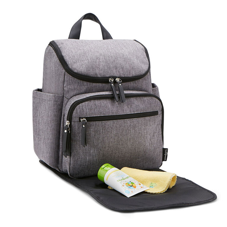 Sac a couches avec bretelles Shell de Baby Boom - Gris hachure croise