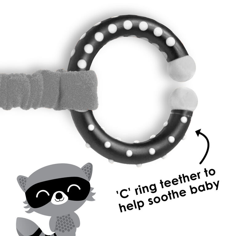 Diono Racoon Character Car Seat Straps & Linkee Toy, Shoulder Pads for Baby, Infant, Toddler, 2 Pack Reversible Soft Seat Belt Cushion and Stroller Harness Covers Helps Prevent Strap irritation