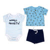 Mini Hop 3 Piece Navy Short Set: Dog