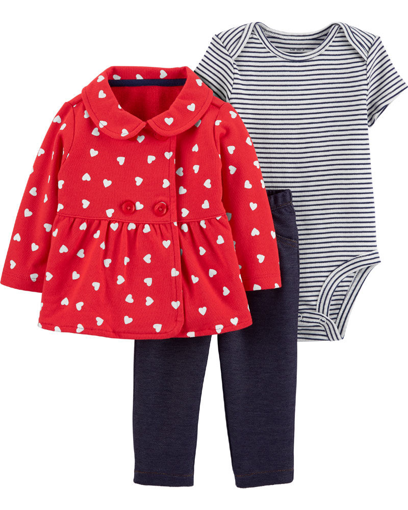 Carter s 3 Piece Heart Cardigan Set Red 6 Months Toys R Us Canada