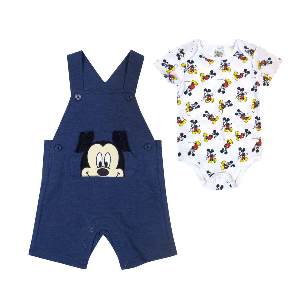 Disney Mickey Mouse 2 Piece Shortall Set Blue 18 Months
