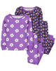 Ensemble pyjama 4 pièces en coton ajusté à imprimé fleuri mauve Carter's 2T
