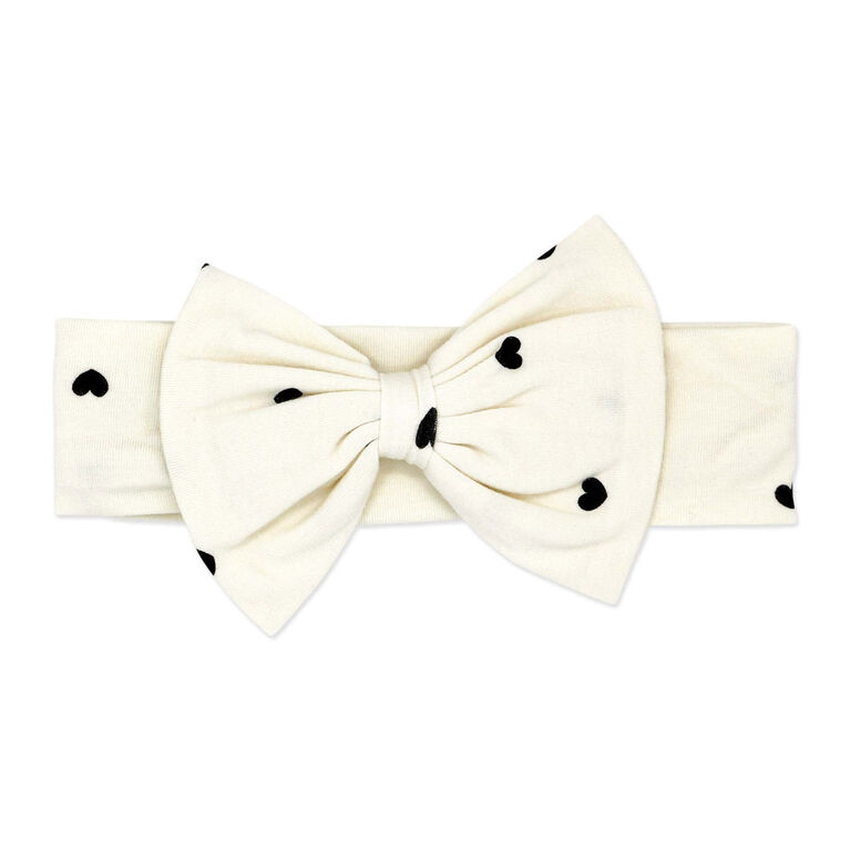 Baby Mode 3 Piece Legging and Headband Set: Cream Heart 6M