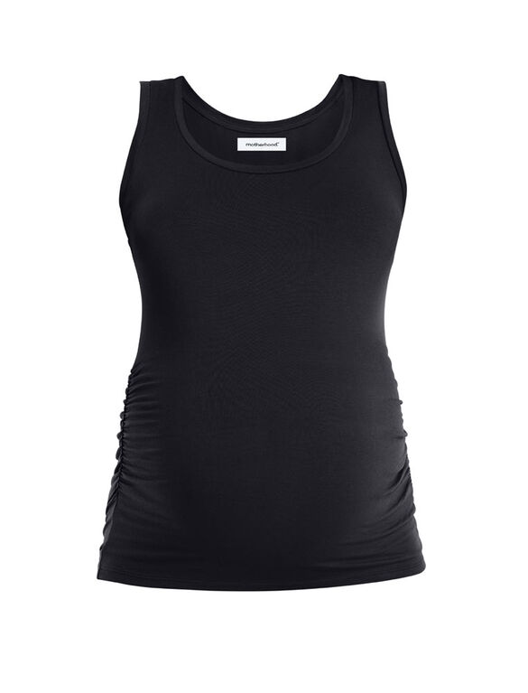 Motherhood Side Ruched Tank-Blue-M