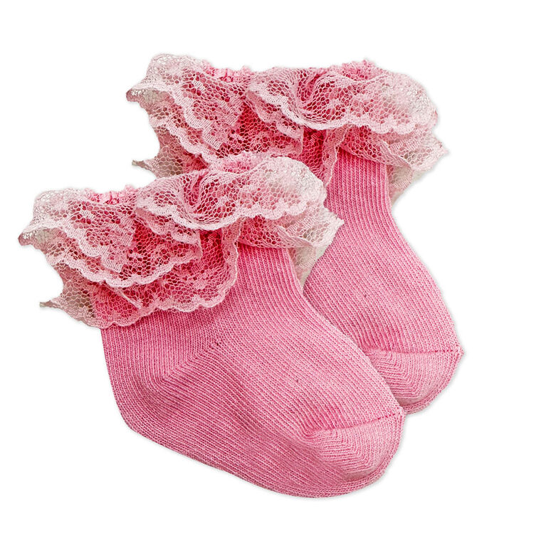 Baby Mode Signature Lot de 3 chaussettes à volants : Rose