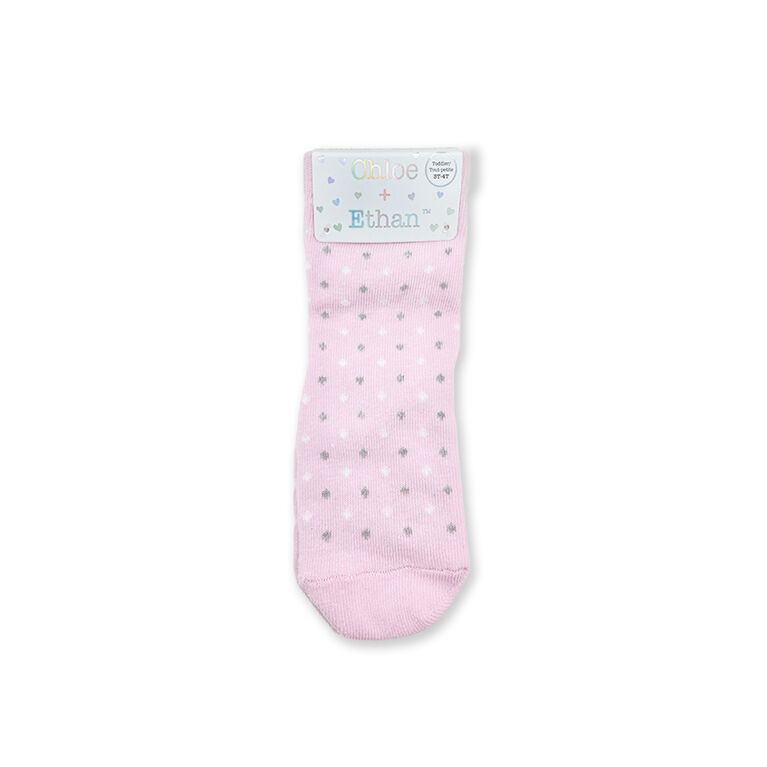 Chloe + Ethan - Toddler Socks, Pink Polka Dots, 4T-5T