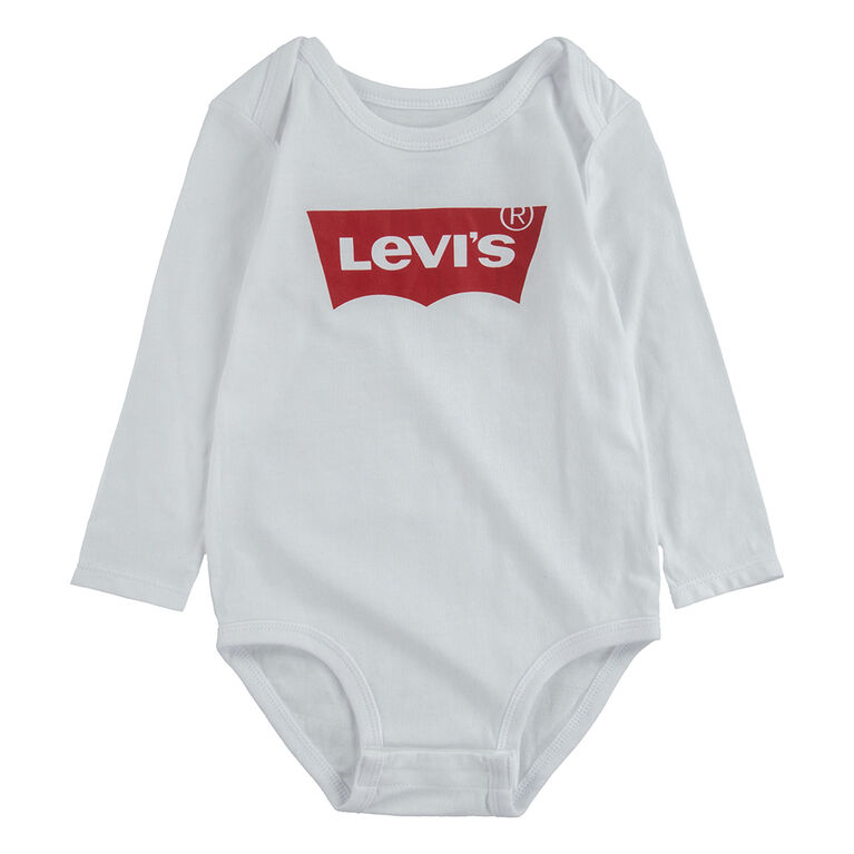 Levis Long Sleeve Batwing Bodysuit - White - Size 18 Months