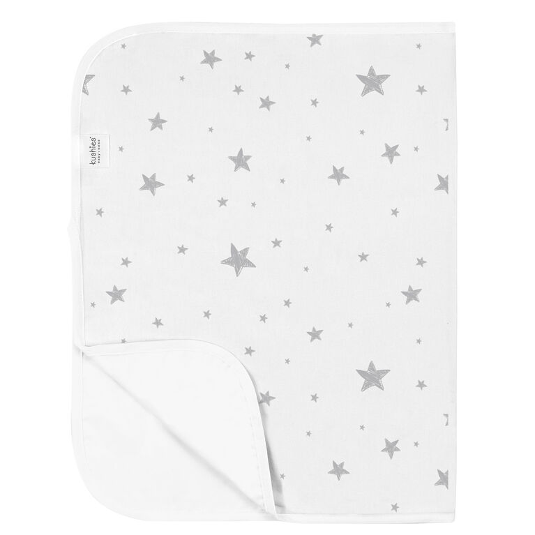 Kushies Portable Changing Pad Liner Flannel Grey Scribble Stars