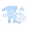 Rock a Bye Baby 5 Piece Ribbed Velour Set: Blue Bear