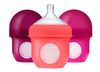 Boon Nursh Silicone Pouch Bottle 4 oz 3-Pack - Pink and Purple