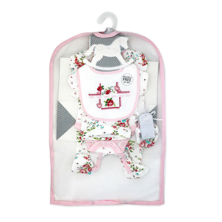 Rock a Bye Baby ensemble de sacs-cadeaux Layette &agrave; broderie rose NB