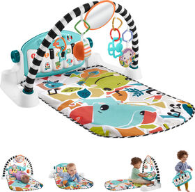 Fisher-Price Glow and Grow Kick & Play Piano Gym Baby Playmat with Musical Learning Toy, Blue English Edition