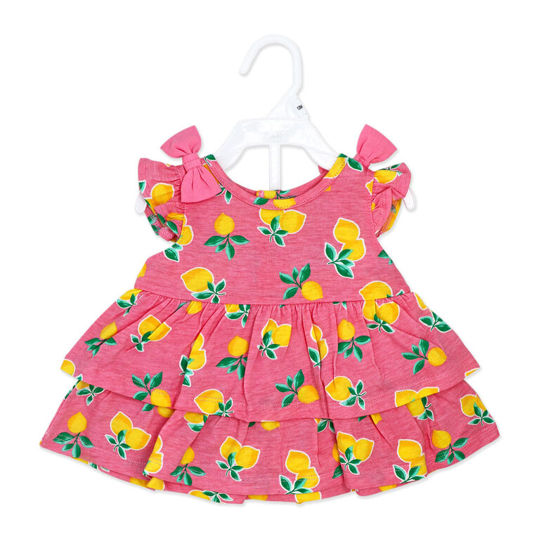 Robe à volants en popeline 2 pièces Sterling : rose citron