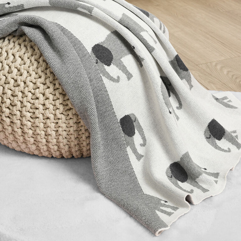 Baby's First by Nemcor Cotton Knit Baby Blanket, Elephant