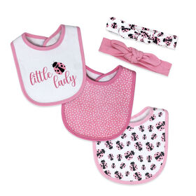 Baby Mode  5 Piece Bib and Sock set : Pink Ladybug