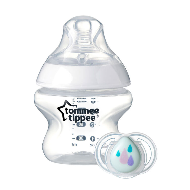 Tommee Tippee Closer to Nature Baby Bottle with 0-2 mo. Newborn Pacifier - 5 Ounce, 1-Pack