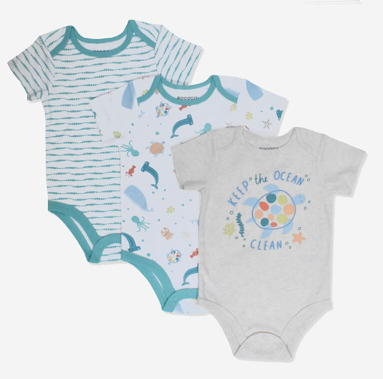 Rococo 3 Pack Bodysuit Set Oatmeal 6-9M