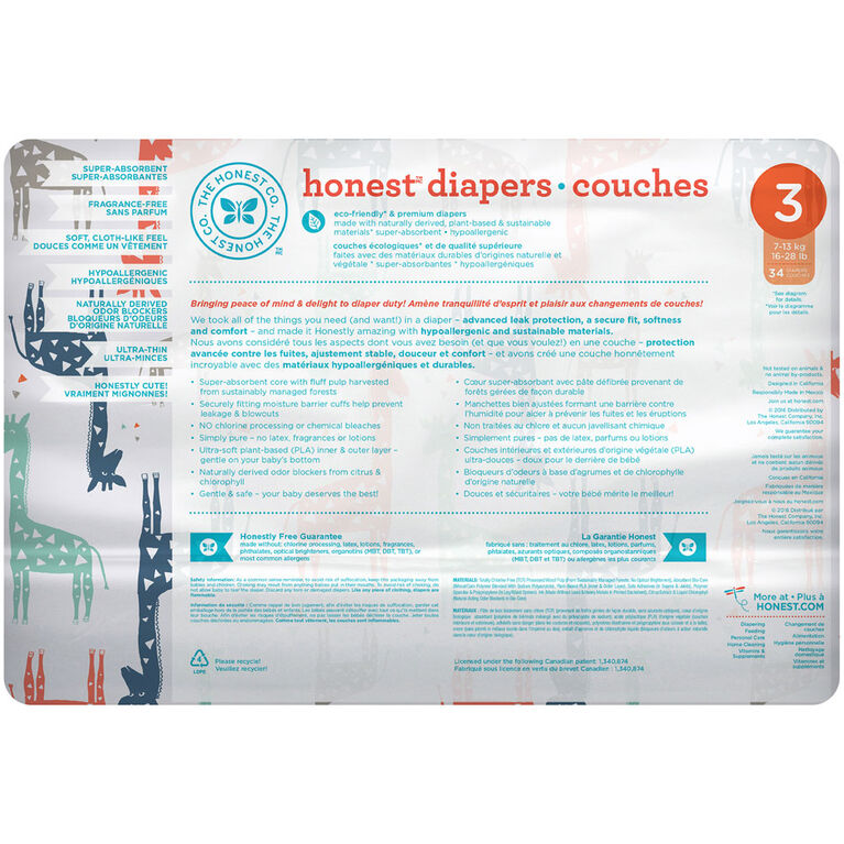 Honest Diapers Size 3 Multi Giraffe