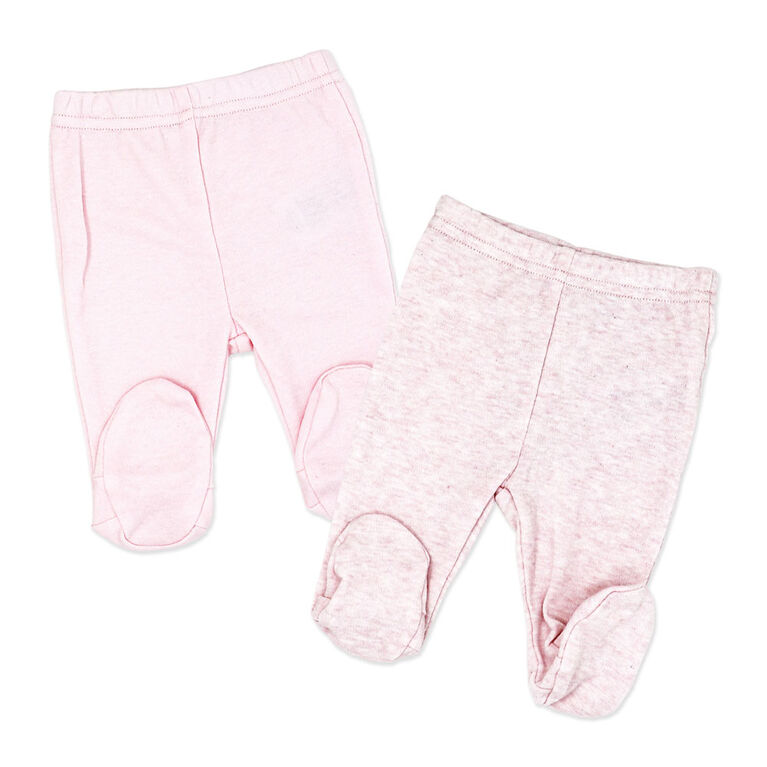 Naturelle 2 Piece Footed Pant Set: Pink