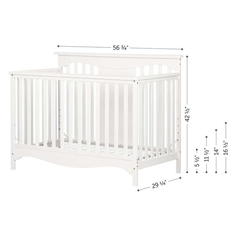 Savannah Baby Crib 4 Heights with Toddler Rail Pure White