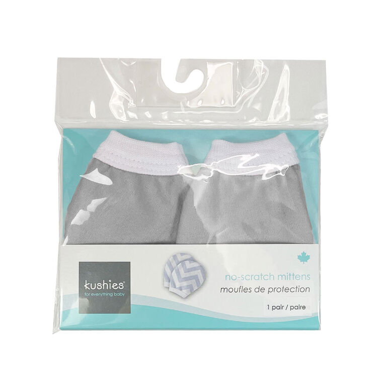 Kushies No-Scratch Mittens Flannel Grey