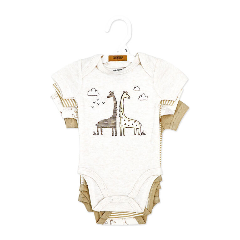 Naturelle Lot de 4 bodys à manches courtes : beige nouveau-né