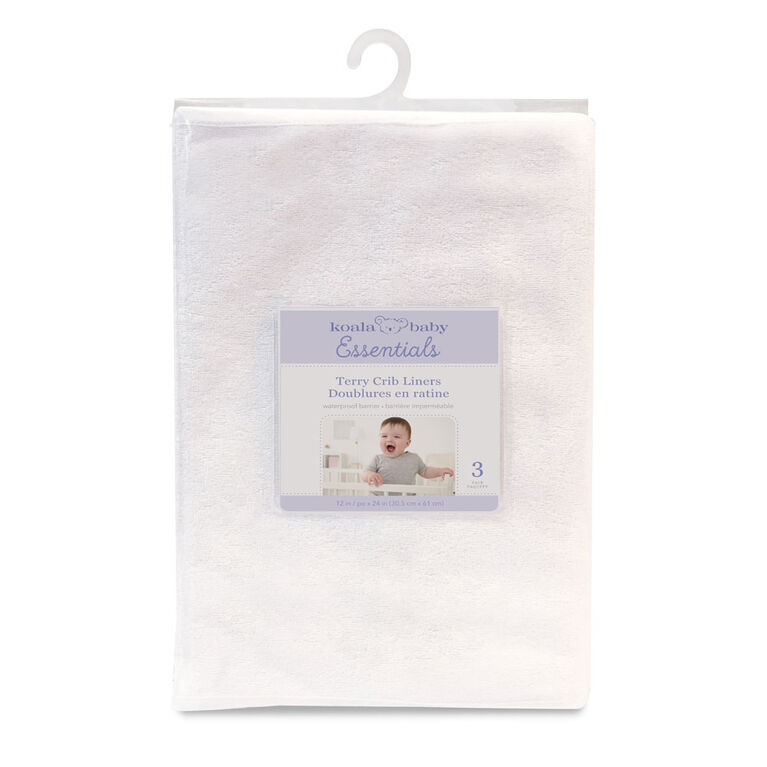 Alèses En Tissu Éponge Imperméable Multi-Usage Emballage De 3 - 12 Po X 24 Po (30 X 61 Cm) - Blanc Koala Baby.