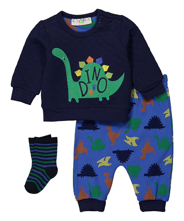 Lily & Jack - 3 Piece Quilted Set: Dinosaur - 0-3 Months