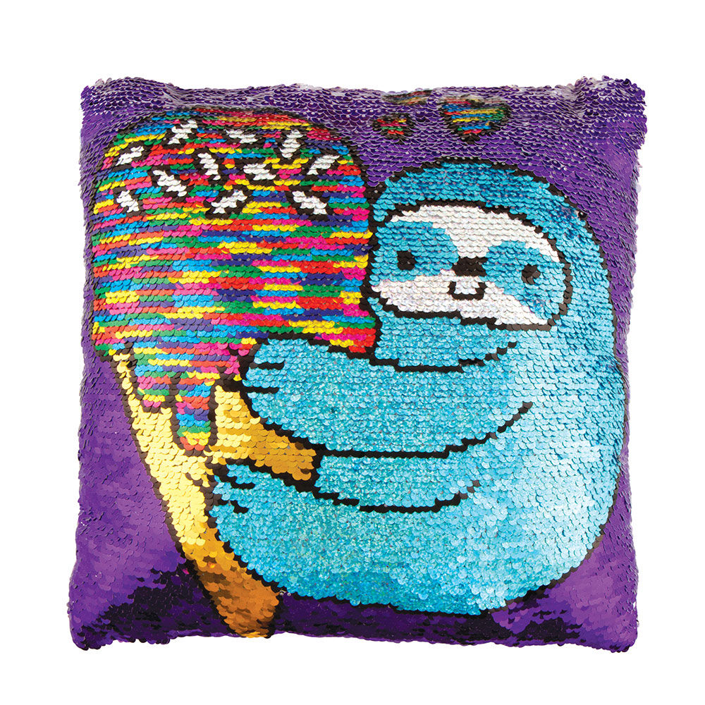 sloth sequin pillow