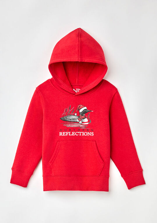 Northern Reflections Iconic Santa Hat Loon Hoodie Red 2T