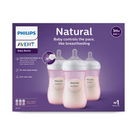 Philips Avent Natural Baby Bottle With Natural Response Nipple, Pink, 9oz, 3 pack, SCY903/13