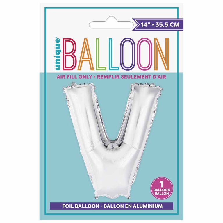 14" Silver Letter Balloons - V