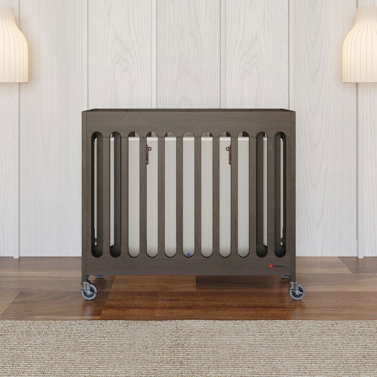 Mini Compact Crib with Mattress, Gray