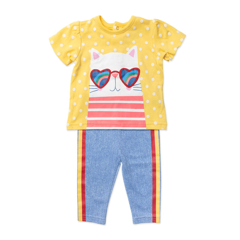 Lily & Jack Ensemble de leggings 2 Pièces : Chat jaune