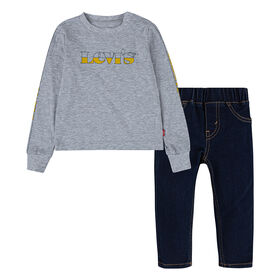 Levi's Long Sleeve T-Shirt and Jeans Set - Grey Heather