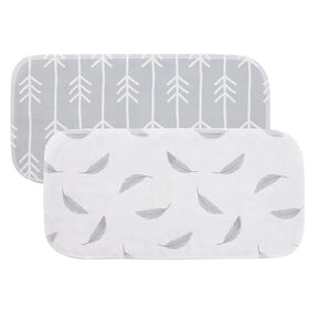 Burp Pads Flannel 2Pack - Grey Arrow/Feathers