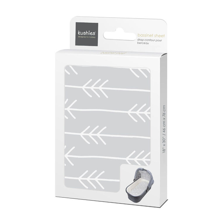 Kushies Flannel Bassinet Sheet -Grey Arrows