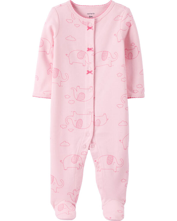 Grenouill&egrave;re pour dormir et jouer en coton avec boutons-pression et &eacute;l&eacute;phant Carter's &ndash; rose, nouveau-n&eacute;