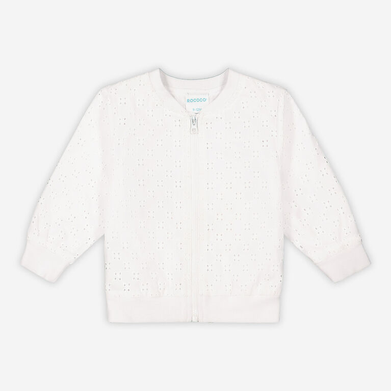 Rococo Veste Zipp&eacute; Blanc 6/9M