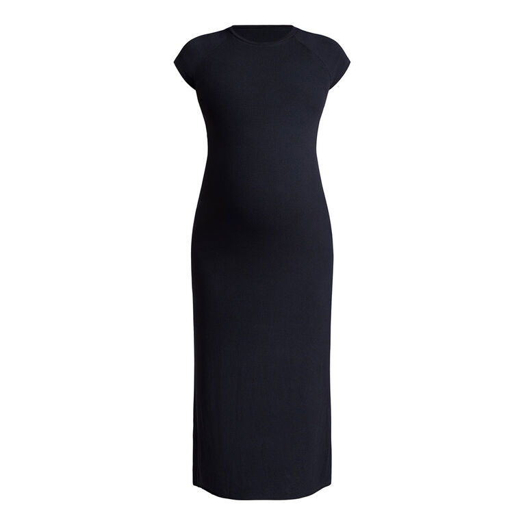 Motherhood Raglan Midi Dress-Black-L