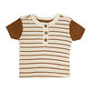 Baby Mode 3 Piece French Terry Jogger Set: Brown Stripe 6-9M