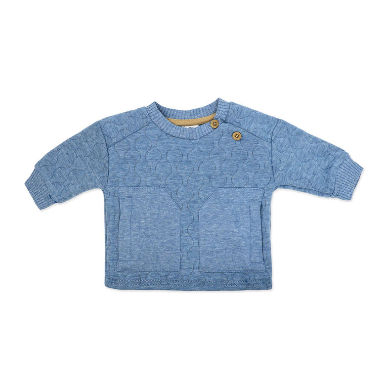Baby Mode 2 Piece Quilted Jogger Set: Blue