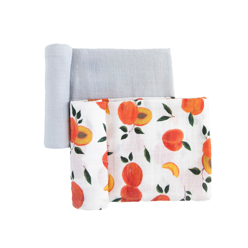 Red Rovr Organic Cotton Muslin Blanket 2pk Peachy
