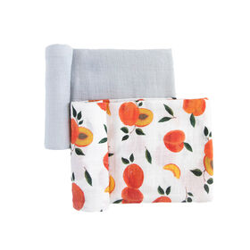 Red Rovr-Organic Cotton Muslin Blanket 2pk - Peachy