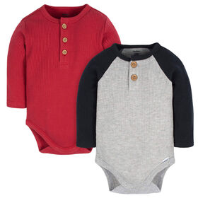 Gerber Childrenswear - Lot de 2 bodys - Rouge Noir Gris