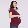 Motherhood - Short Sleeve Side Ruched Vneck Tee - Tawny Port - L