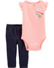 Ensemble 2 pièces cache-couche arc-en-ciel et pantalon Carter's – rose/bleu, 12 mois