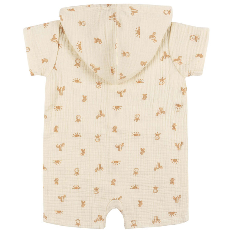 Gerber Childrenswear - Short Sleeve Hoodie Romper - Desert - 24M