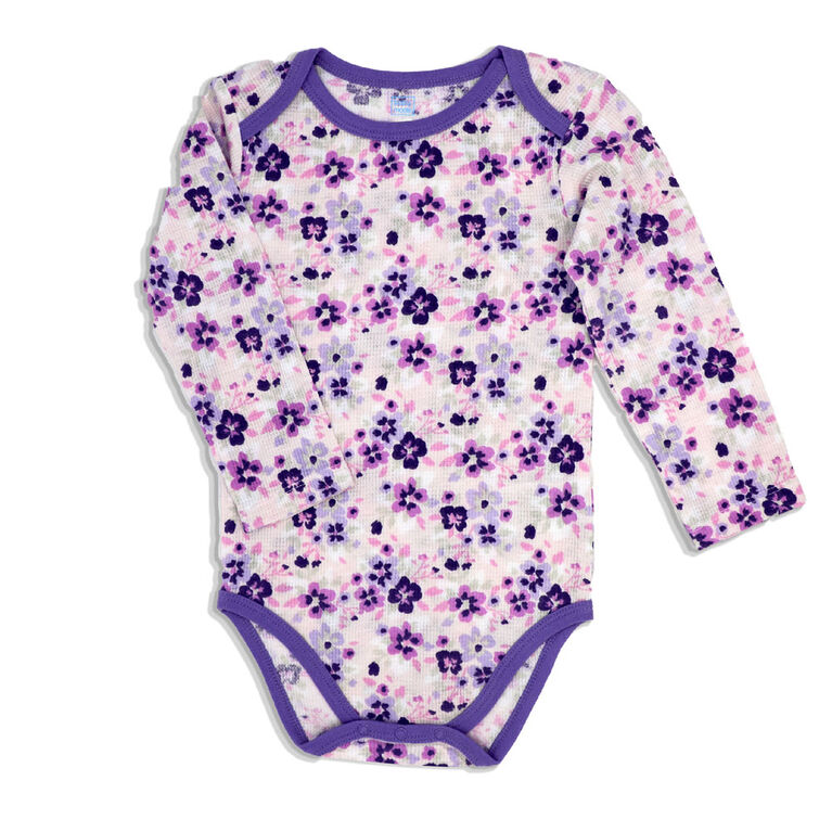 Baby Mode 3 Piece Vest Set: Purple Floral 6M